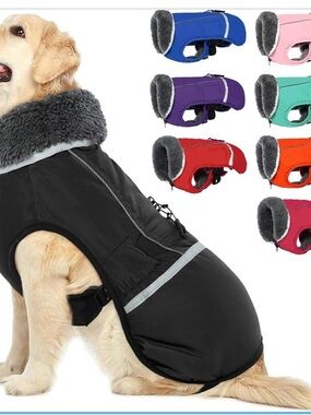 QBLEEV Warm Reflective Dog Jacket, Waterproof Winter Coat Large